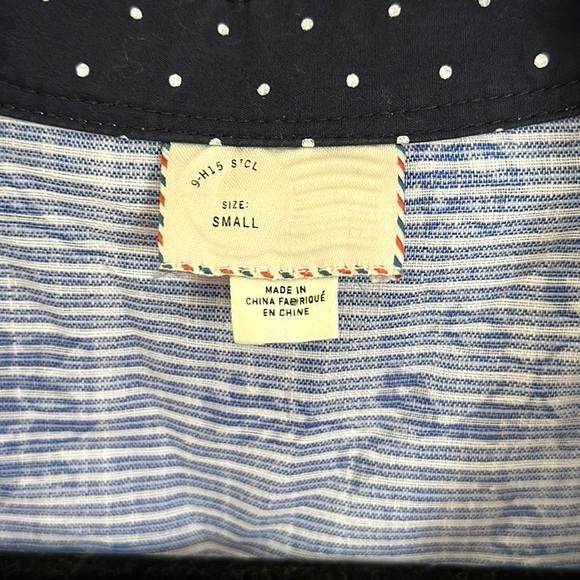Anthropologie 9-H15 StCL Cotton Blue Floral Striped Button Down Blouse Top - Picture 3 of 7